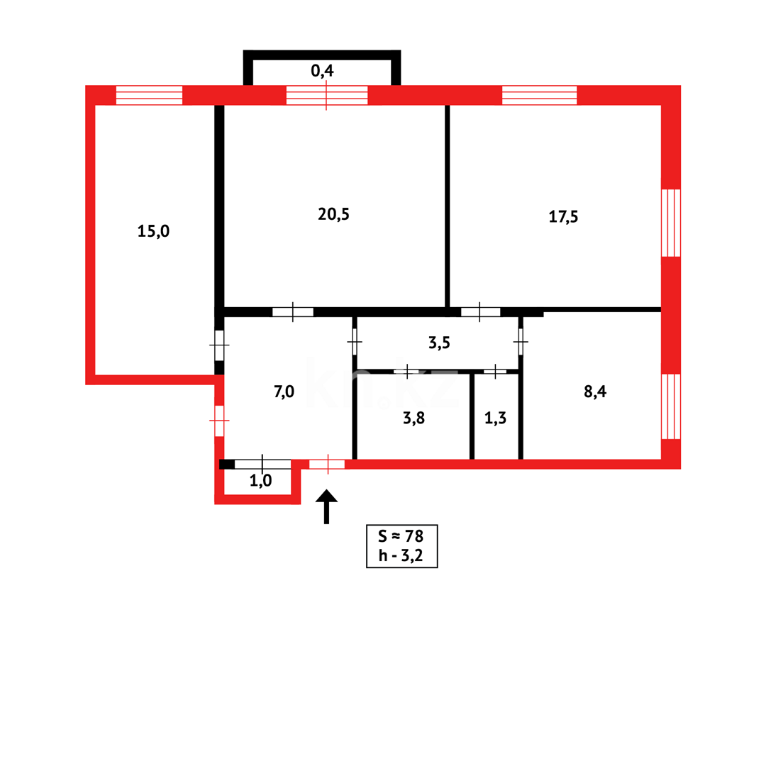 Продажа 3-комнатной квартиры, 75 м², ул. Жамбыла в Караганде - фото 15