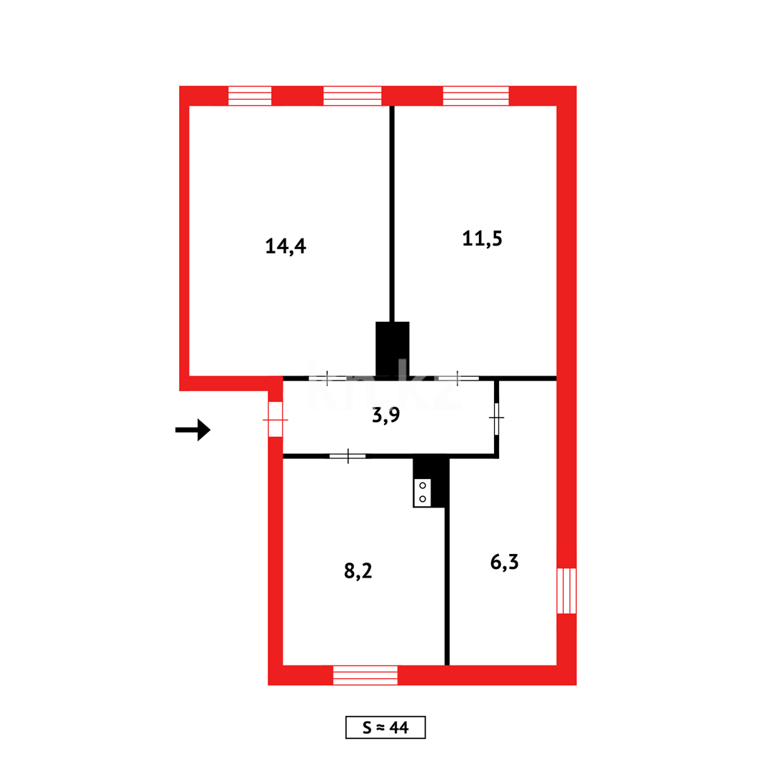 Продажа 2-комнатной квартиры, 44 м² в Караганде - фото 13