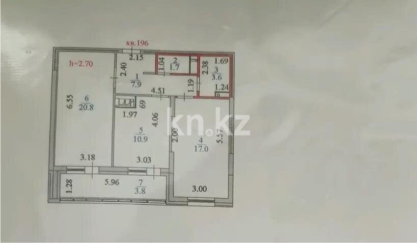 Продажа 2-комнатной квартиры, 65.7 м² в Астане