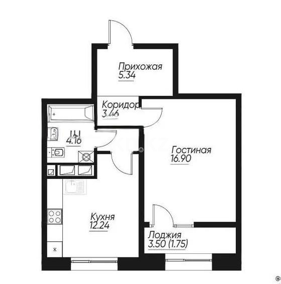 Продажа 1-комнатной квартиры, 43.9 м², ул. Навои, дом  30а/1 в Алматы