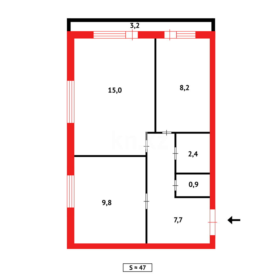 Продажа 2-комнатной квартиры, 47 м², ул. Школьная, дом  67 в Абае - фото 7