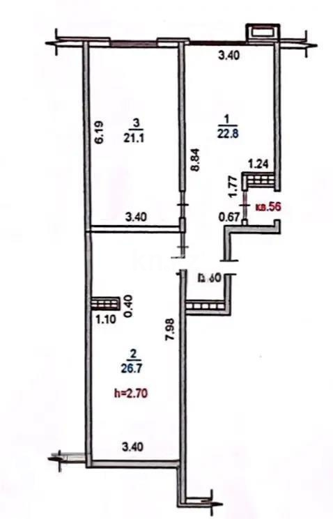 Продажа 3-комнатной квартиры, 70.6 м² в Алматы