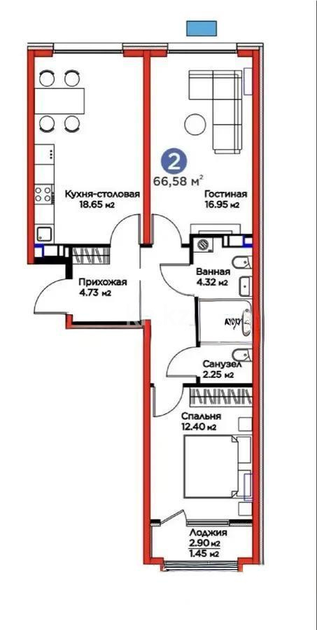 Продажа 2-комнатной квартиры, 67 м² в Алматы