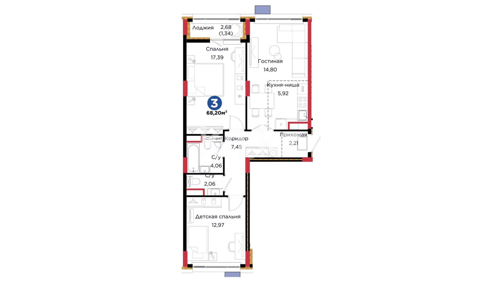 ЖК Darmen, 3-комнатная, цена 39 426 420 ₸, 578 100 ₸&nbsp;/&nbsp;м²
