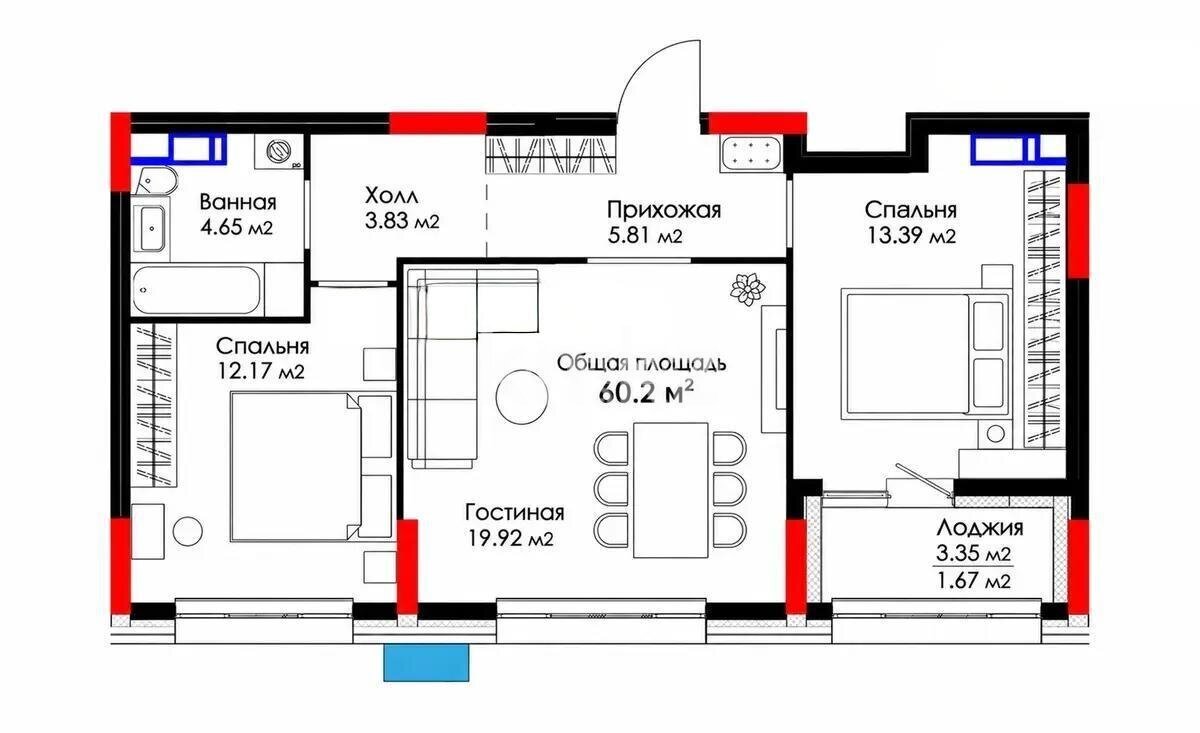 Продажа 3-комнатной квартиры, 60.2 м² в Астане - фото 4