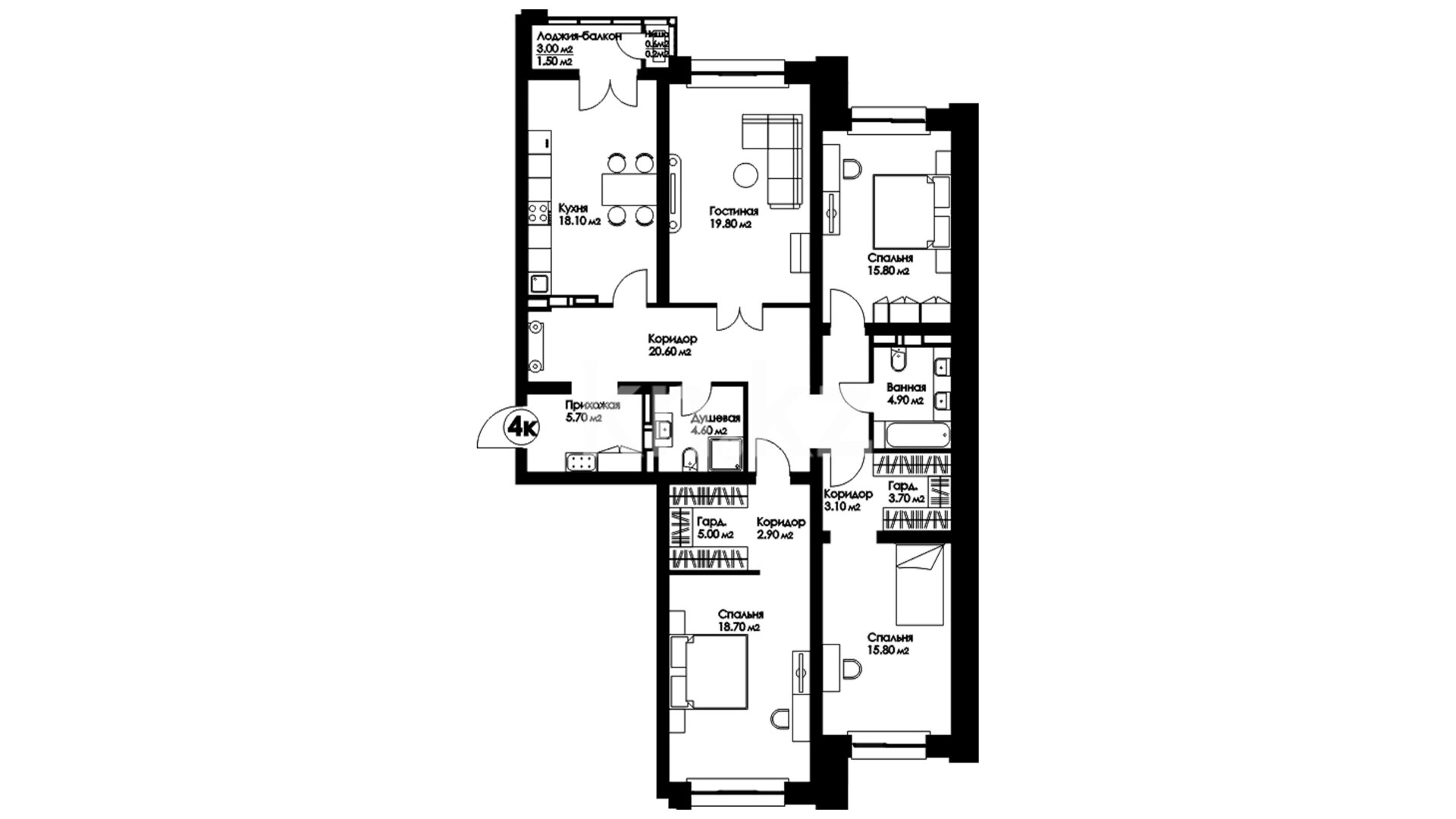 ЖК Etasa Residence, 4-комнатная, цена 95 268 000 ₸, 680 000 ₸&nbsp;/&nbsp;м²
