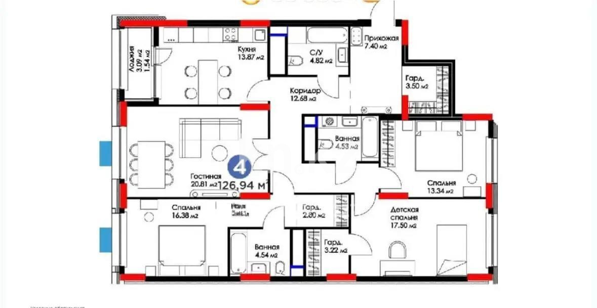 Продажа 4-комнатной квартиры, 126 м² в Астане - фото 7