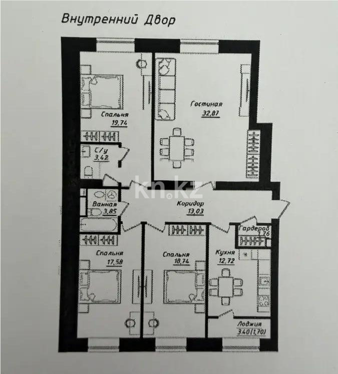 Продажа 4-комнатной квартиры, 125 м² в Астане