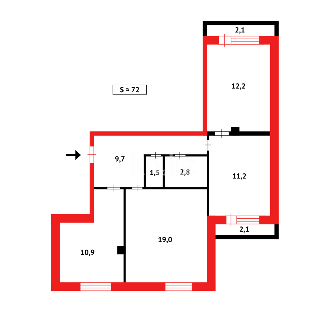 Продажа 3-комнатной квартиры, 72 м², ул. Сатыбалдина в Караганде - фото 21