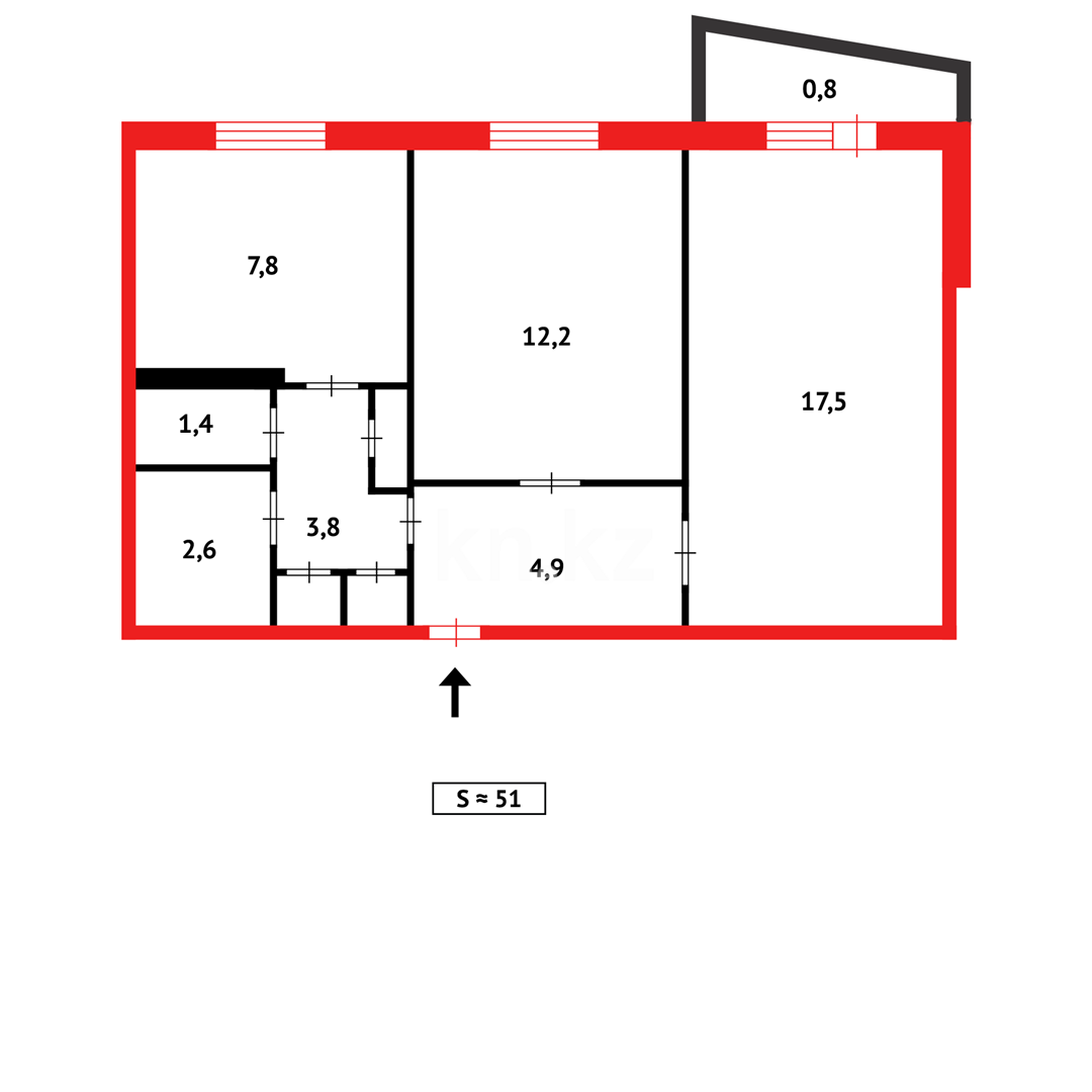 Продажа 2-комнатной квартиры, 51 м², мкр-н 3А в Темиртау - фото 13
