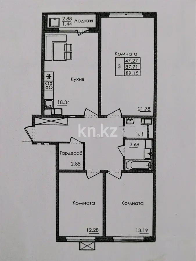 Продажа 3-комнатной квартиры, 89.15 м² в Астане - фото 4