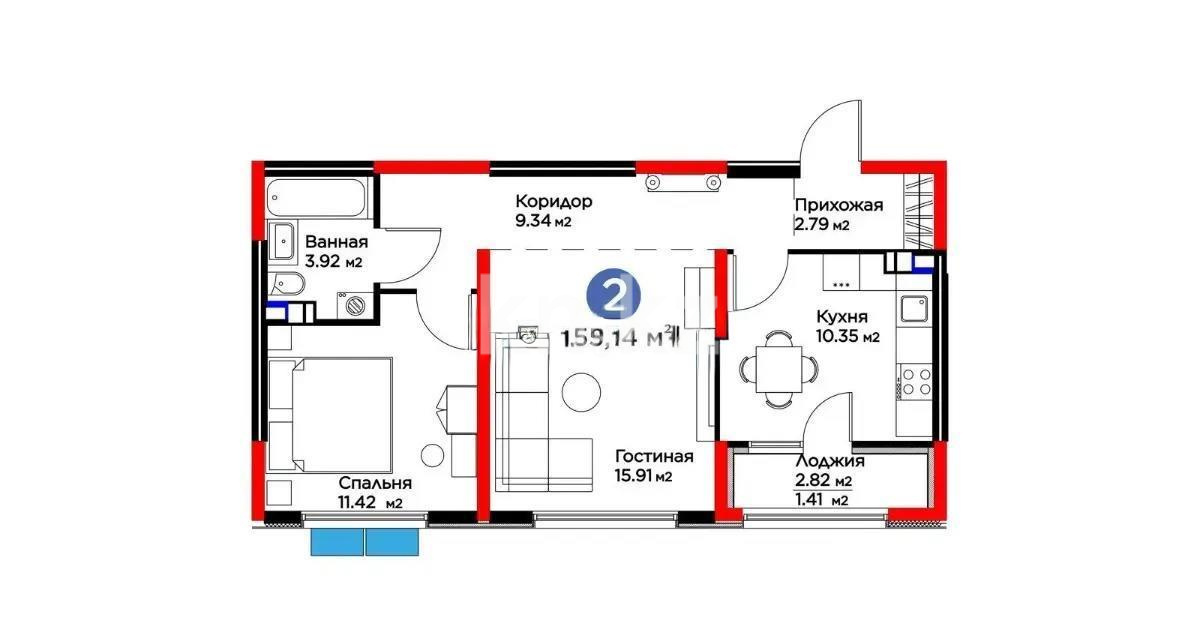 Продажа 2-комнатной квартиры, 55 м² в Алматы - фото 3