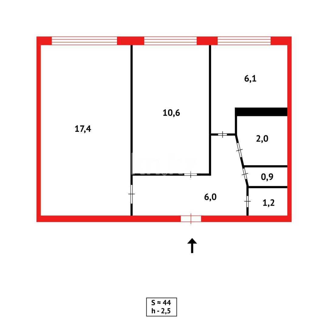 Продажа 2-комнатной квартиры, 44 м² в Караганде - фото 10