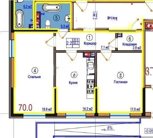 Продажа 2-комнатной квартиры, 70 м² в Алматы