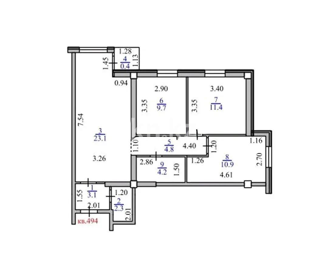 Продажа 3-комнатной квартиры, 69.6 м² в Алматы