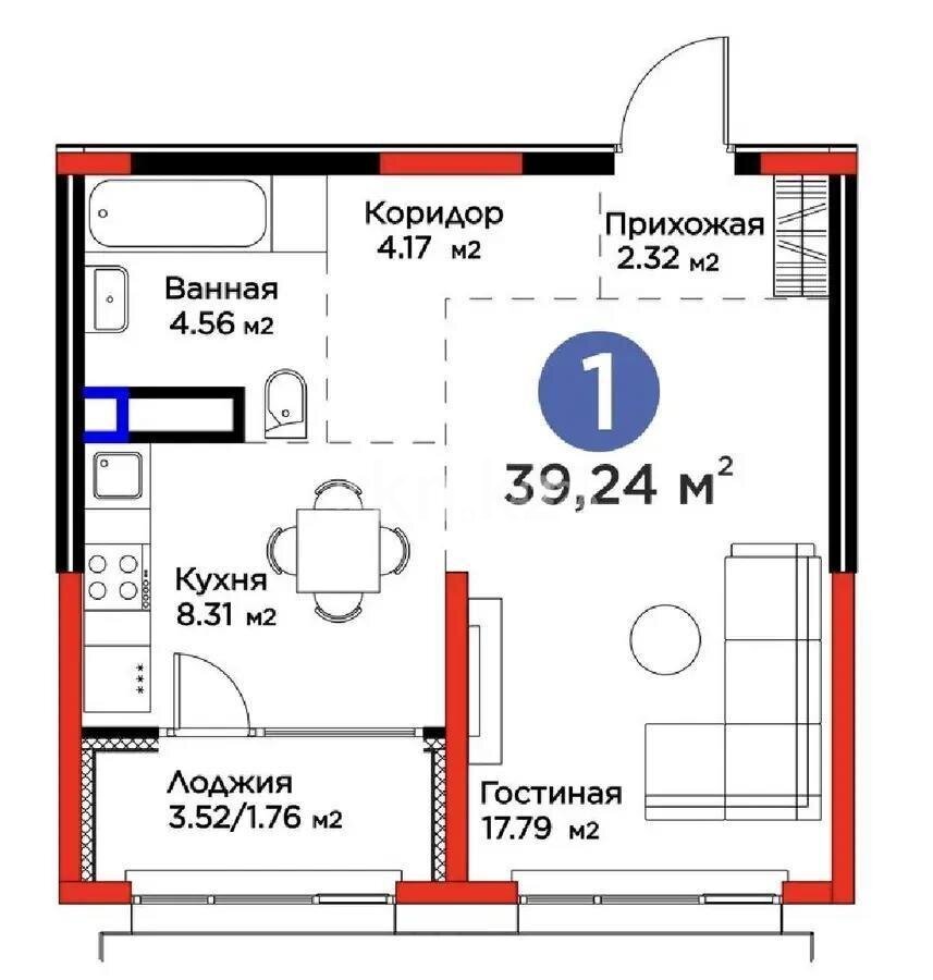 Продажа 1-комнатной квартиры, 39 м² в Алматы