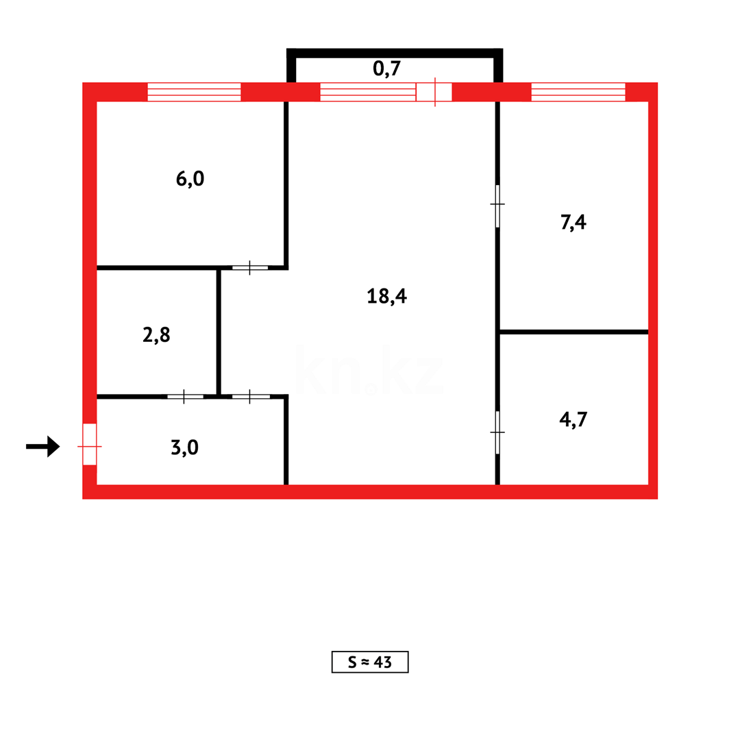 Продажа 2-комнатной квартиры, 44 м² в Караганде - фото 10