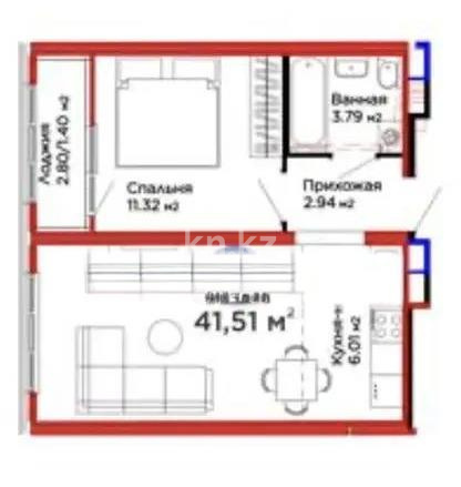 Продажа 2-комнатной квартиры, 41 м² в Астане