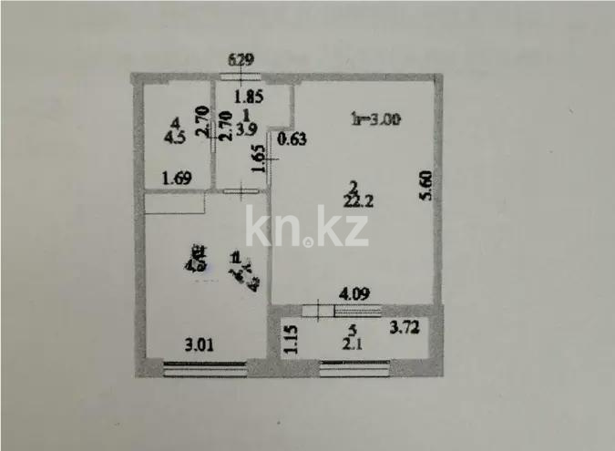 Продажа 1-комнатной квартиры, 44.4 м² в Астане