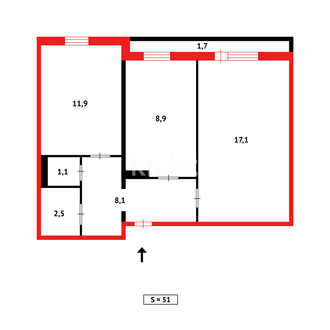 Продажа 2-комнатной квартиры, 51 м², ул. Амангельды в Темиртау - фото 15