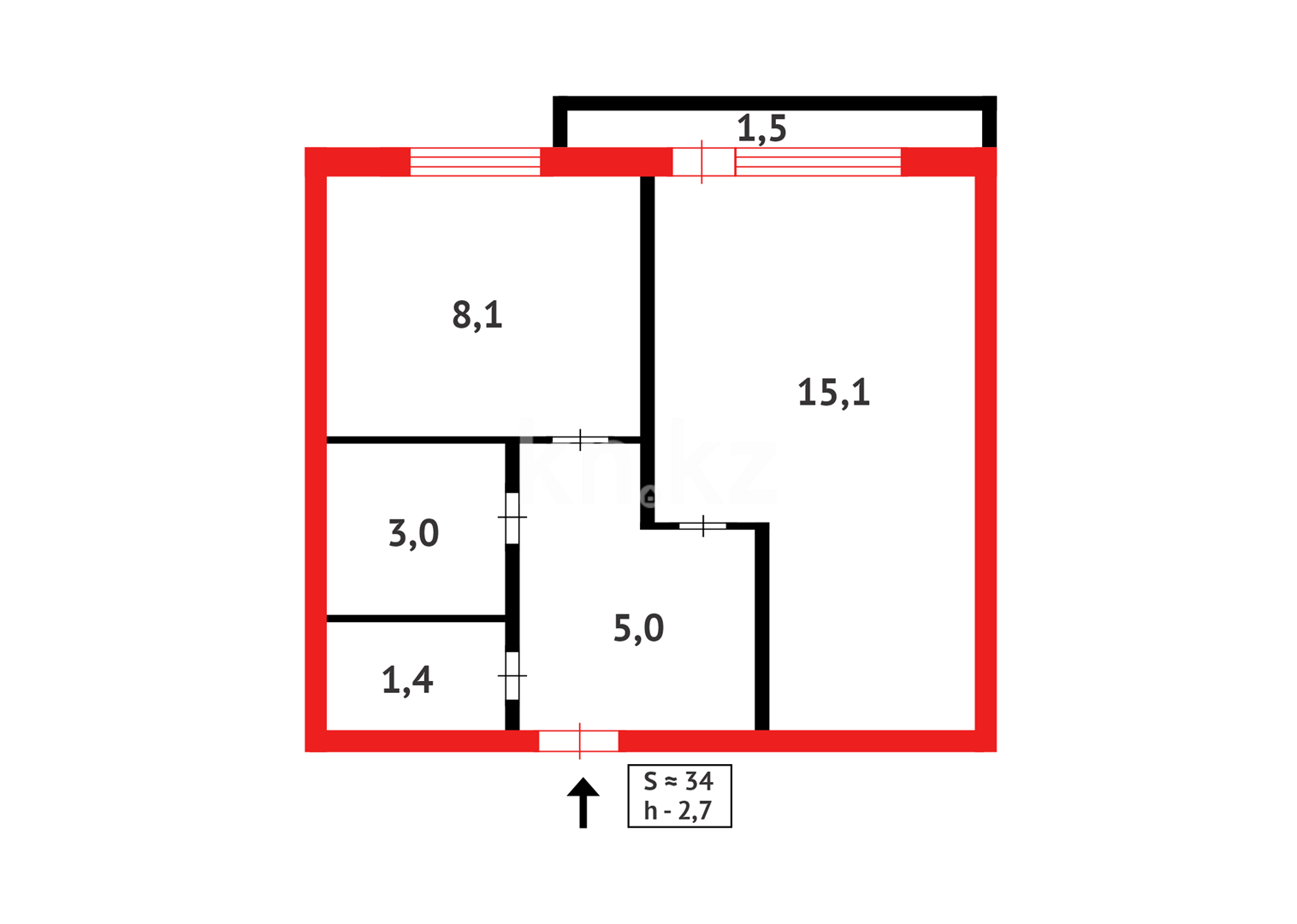 Продажа 1-комнатной квартиры, 34 м², ул. Космонавтов в Караганде - фото 11