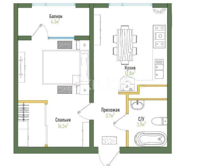 Продажа 1-комнатной квартиры, 44 м², ул. Белкараган, дом  28 стр в Алматы