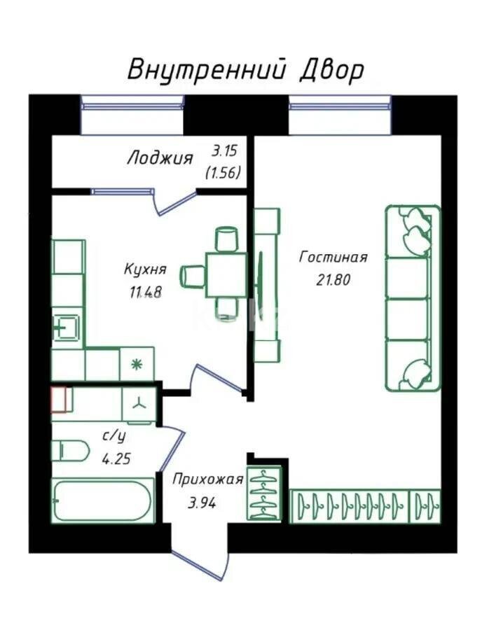 Продажа 1-комнатной квартиры, 43 м² в Астане