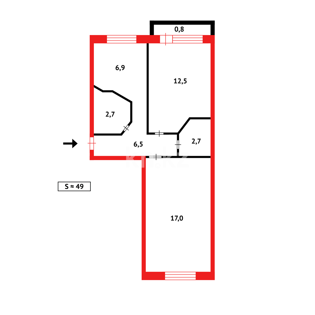 Продажа 2-комнатной квартиры, 48 м², ул. Локомотивная в Караганде - фото 16