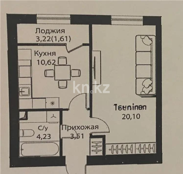 Продажа 1-комнатной квартиры, 40.1 м², ул. Жошы хана, дом  12/3 в Астане