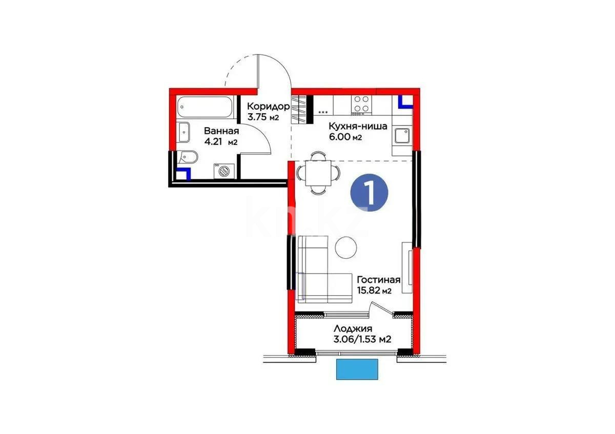 Продажа 1-комнатной квартиры, 33.22 м² в Алматы