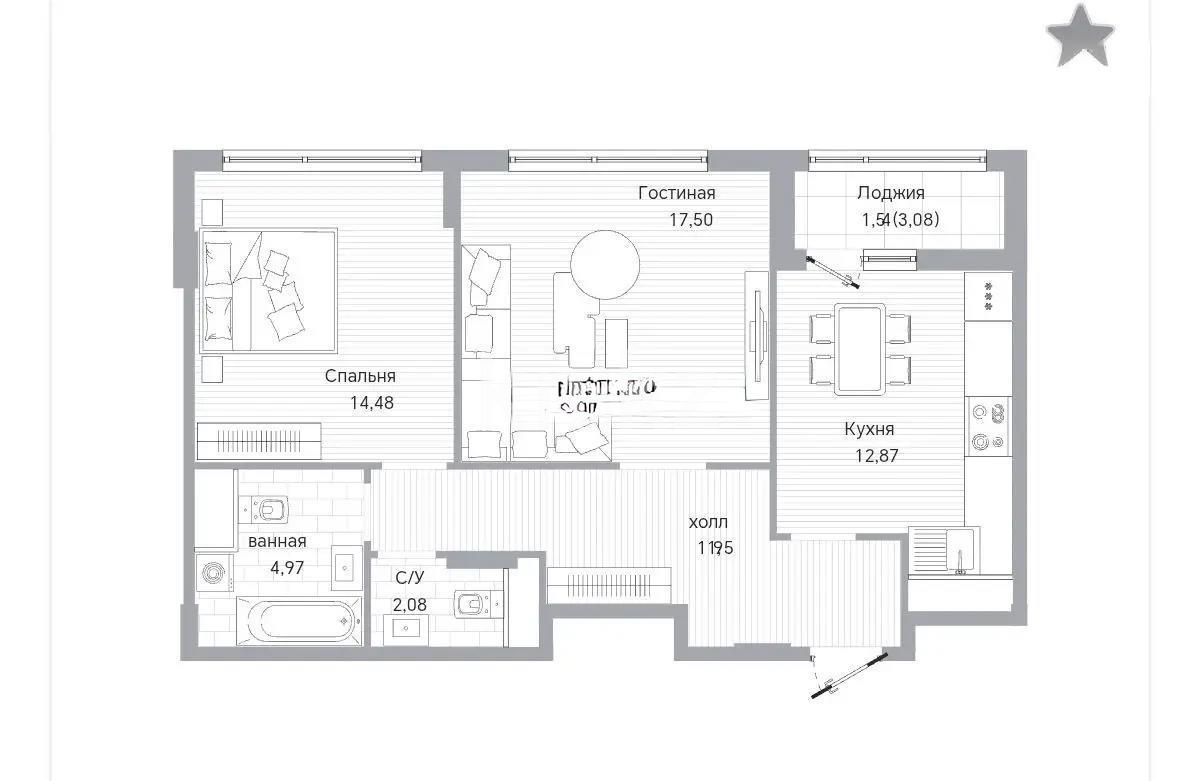 Продажа 2-комнатной квартиры, 66 м², пр. Туран, дом  39 в Астане