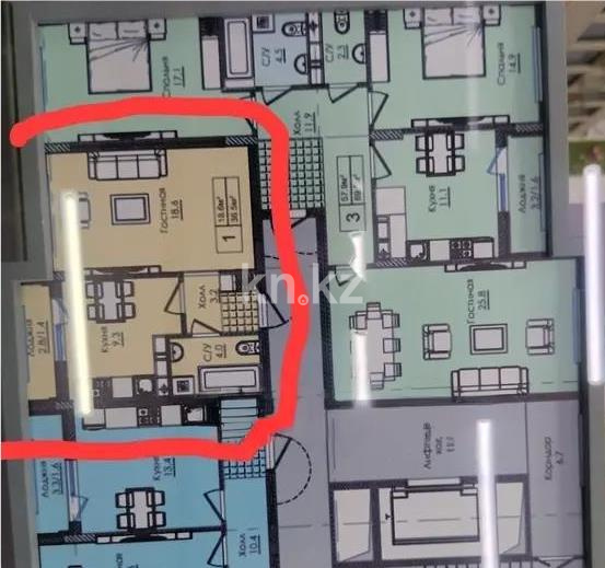 Продажа 1-комнатной квартиры, 36.6 м² в Астане