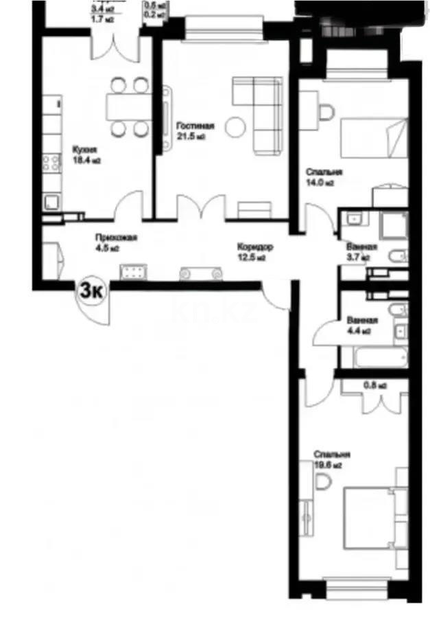 Продажа 3-комнатной квартиры, 105 м², ул. Жарокова, дом  218 в Алматы