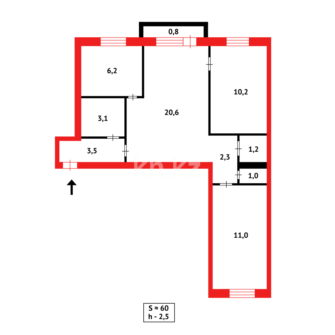 Продажа 3-комнатной квартиры, 60 м² в Темиртау - фото 16
