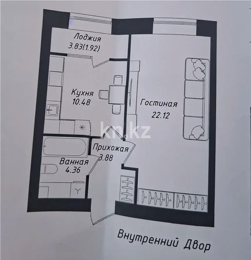 Продажа 1-комнатной квартиры, 43 м² в Астане