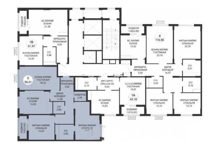 Продажа 3-комнатной квартиры, 95.1 м² в Астане
