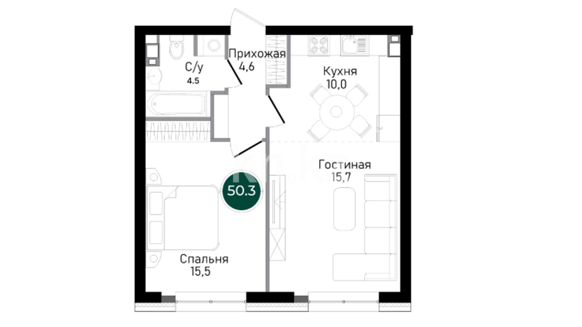 ЖК Rams Garden, 2-комнатная, цена 60 360 000 ₸, 1 200 000 ₸&nbsp;/&nbsp;м²