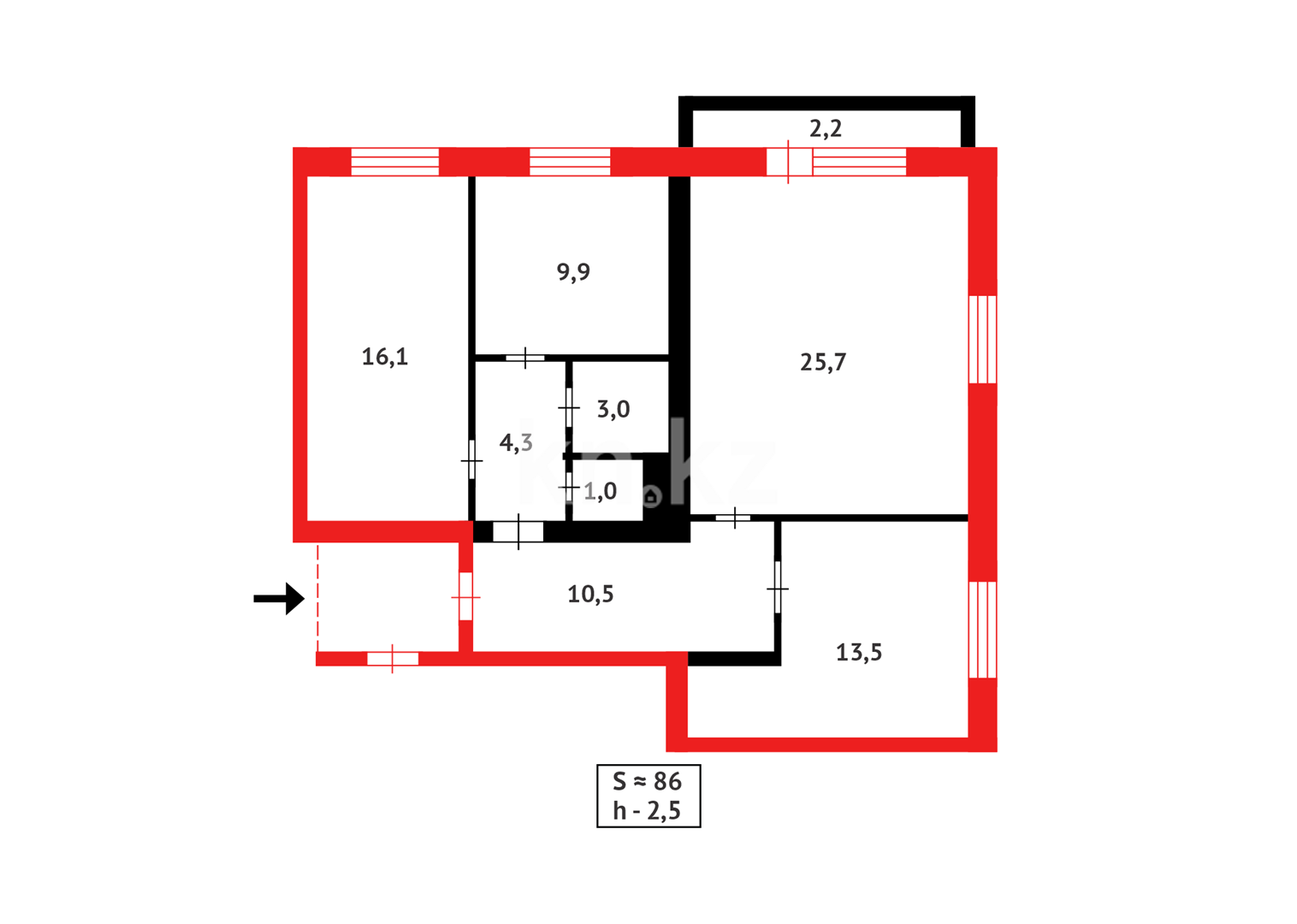Продажа 3-комнатной квартиры, 86 м² в Караганде - фото 23