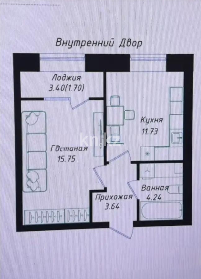 Продажа 1-комнатной квартиры, 38 м² в Астане