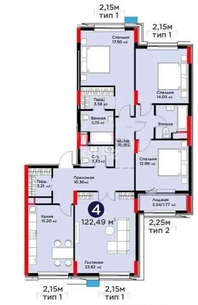 Продажа 4-комнатной квартиры, 122 м² в Астане