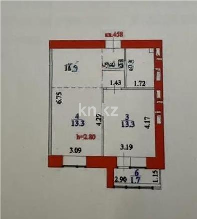 Продажа 2-комнатной квартиры, 44 м² в Астане