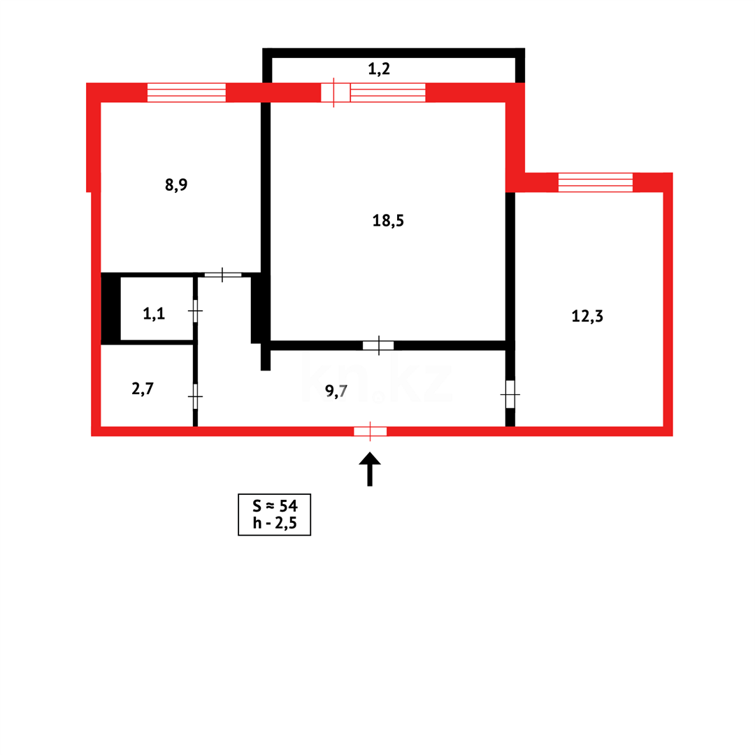 Продажа 2-комнатной квартиры, 54 м², мкр-н Гульдер-1 в Караганде - фото 6