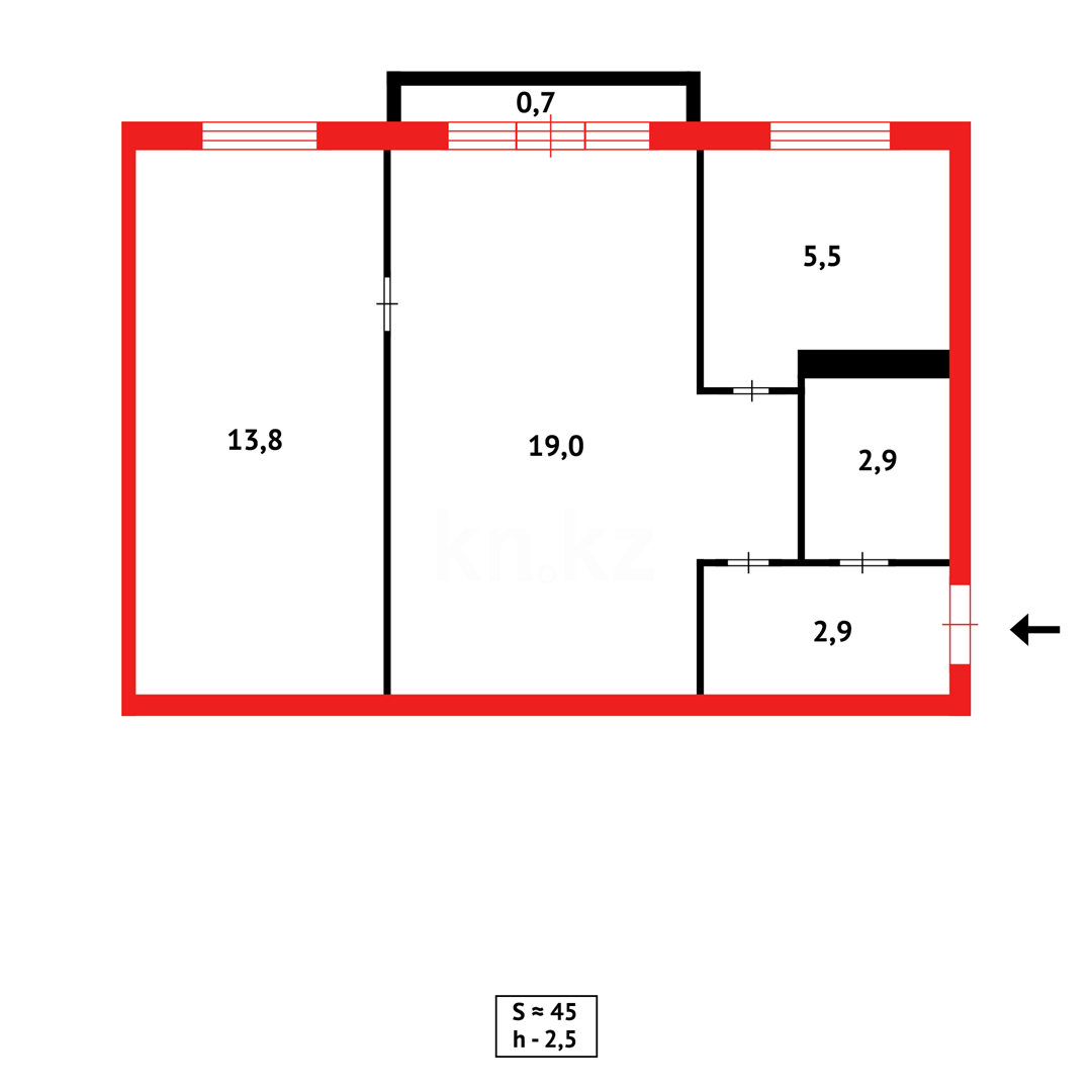 Продажа 2-комнатной квартиры, 46 м², ул. Шерубай батыра в Абае - фото 8