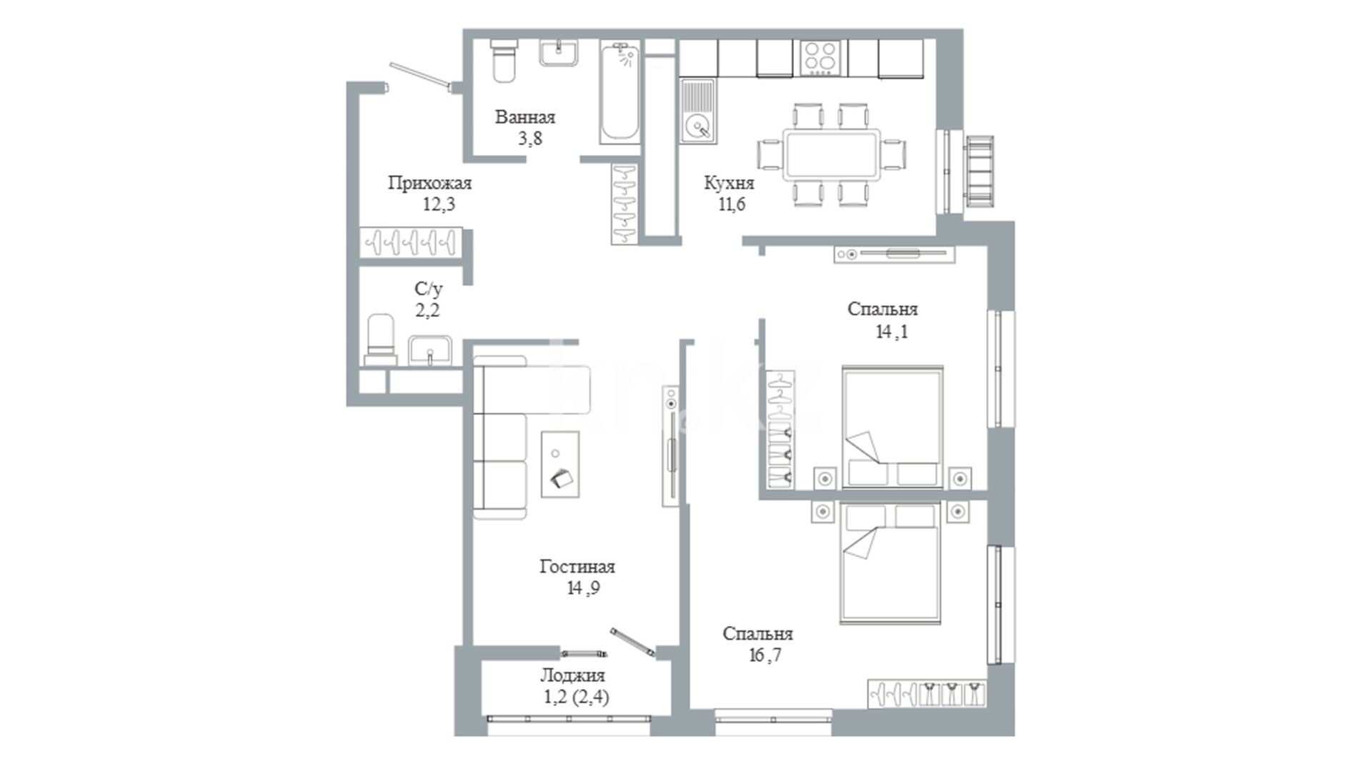 ЖК Adamant, 3-комнатная, цена 41 747 000 ₸, 545 000 ₸&nbsp;/&nbsp;м²