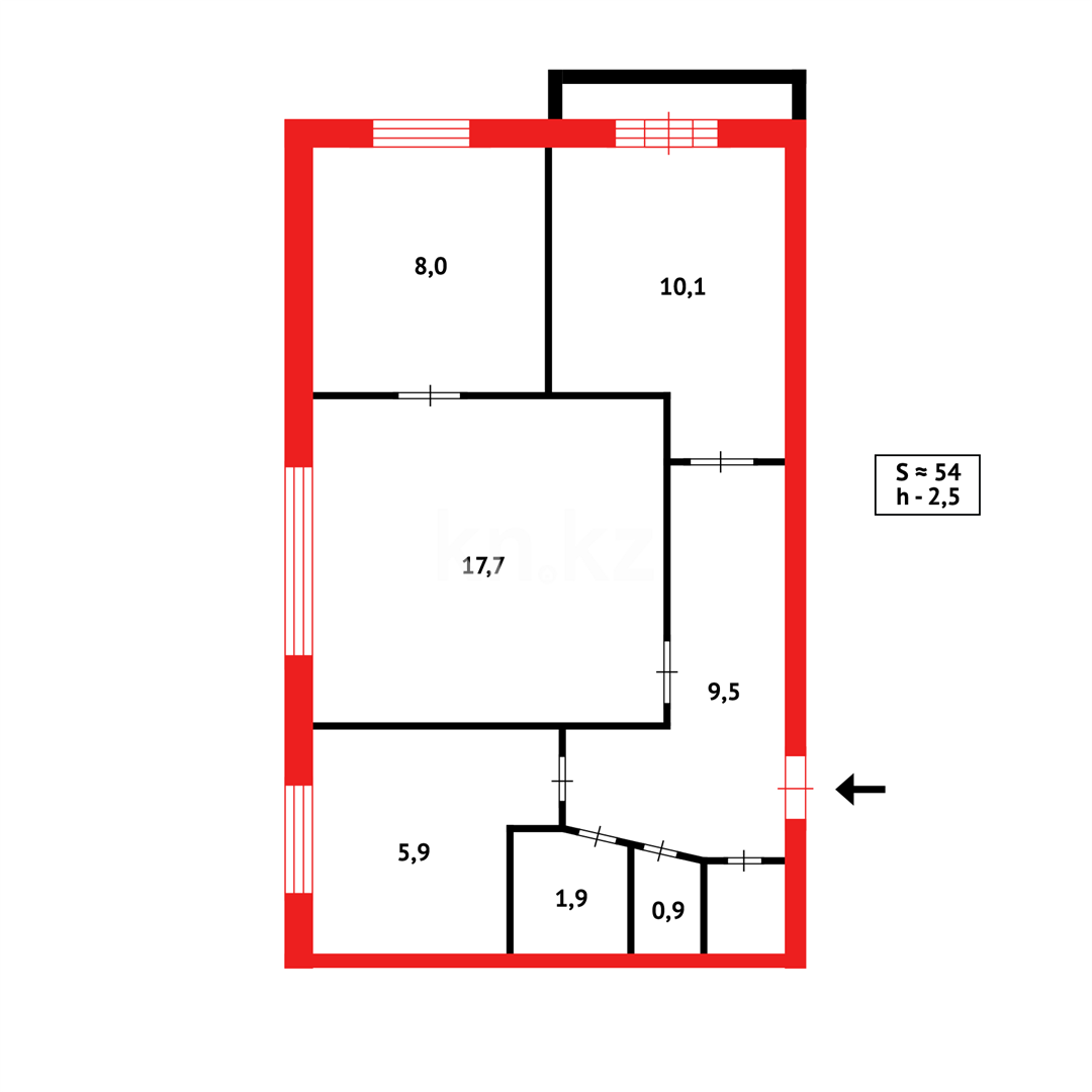 Продажа 3-комнатной квартиры, 54 м², пр. Мира в Темиртау - фото 10