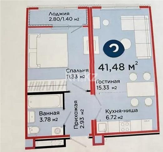 Продажа 2-комнатной квартиры, 42 м² в Астане