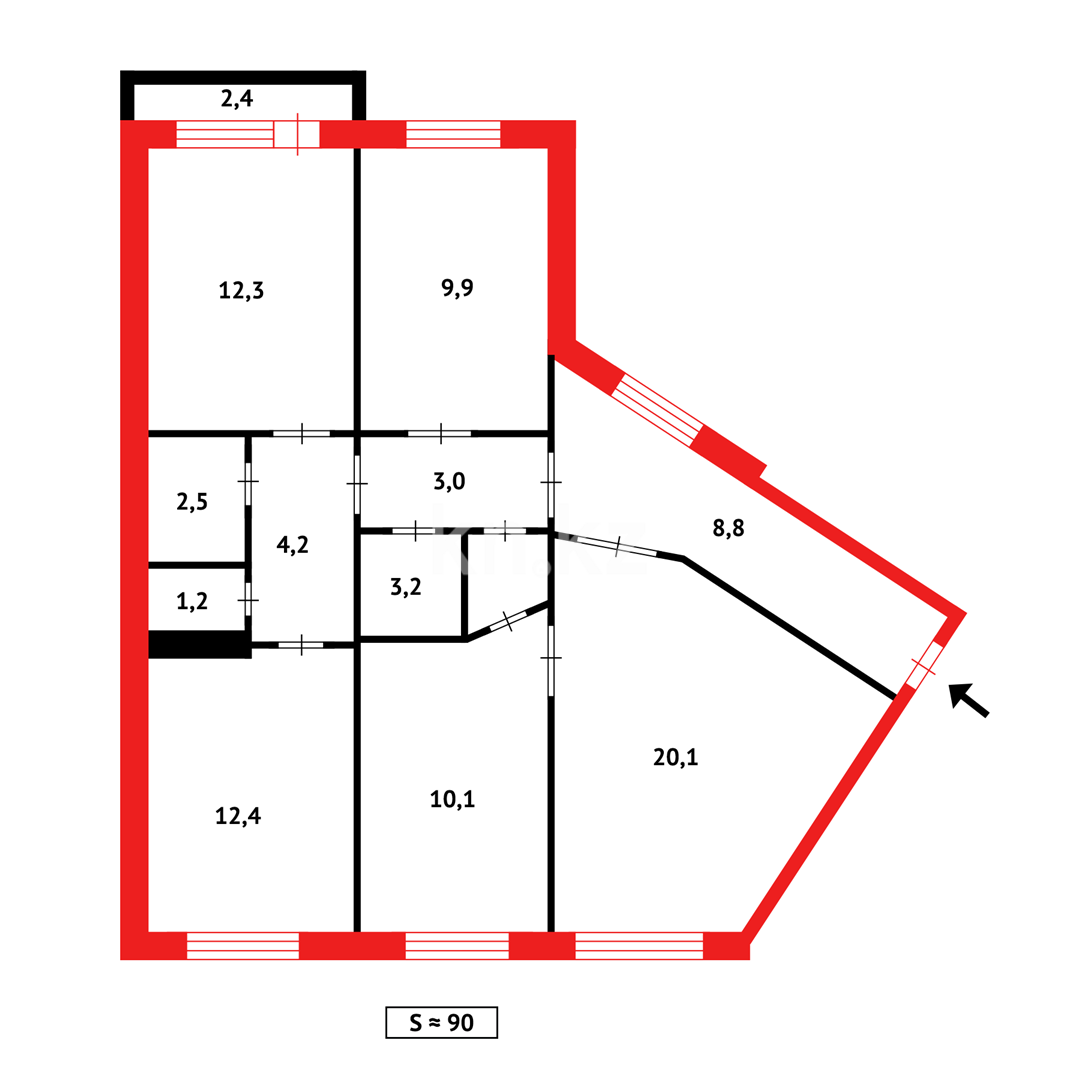 Продажа 4-комнатной квартиры, 90 м², мкр-н 8-й в Темиртау - фото 19