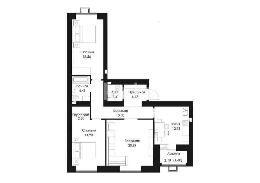 Продажа 3-комнатной квартиры, 90.54 м², ул. Сызганова, дом  1/1 в Астане - фото 6