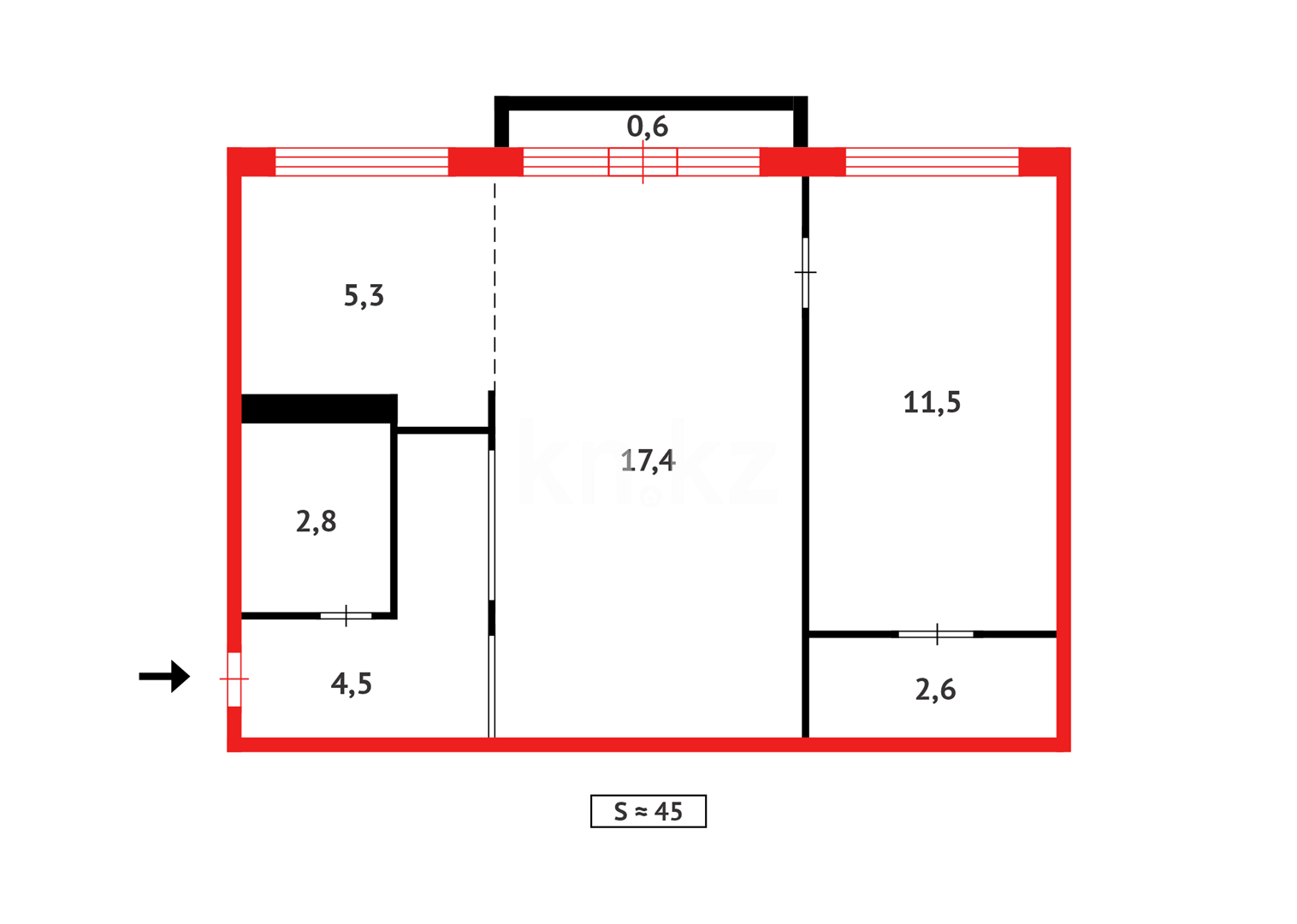 Продажа 2-комнатной квартиры, 44 м², ул. Ерубаева, дом  33а в Караганде - фото 13