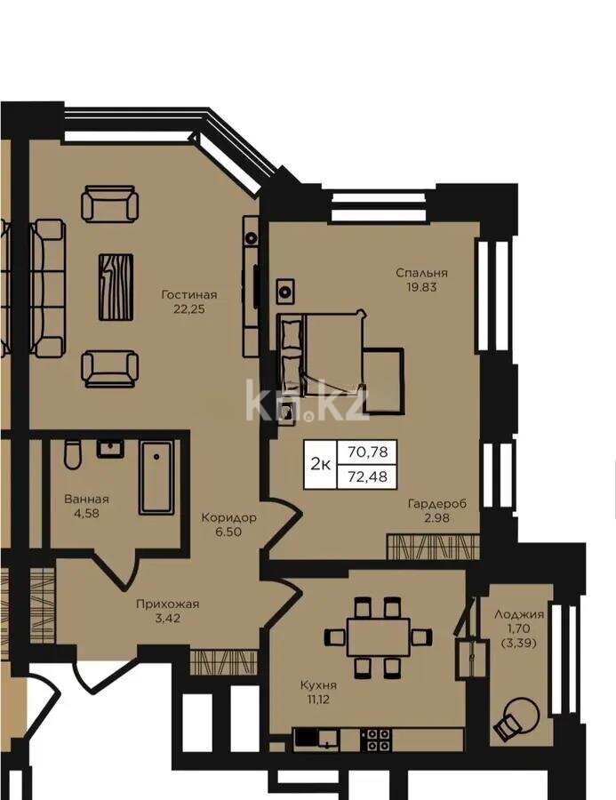 Продажа 3-комнатной квартиры, 73 м² в Астане - фото 4